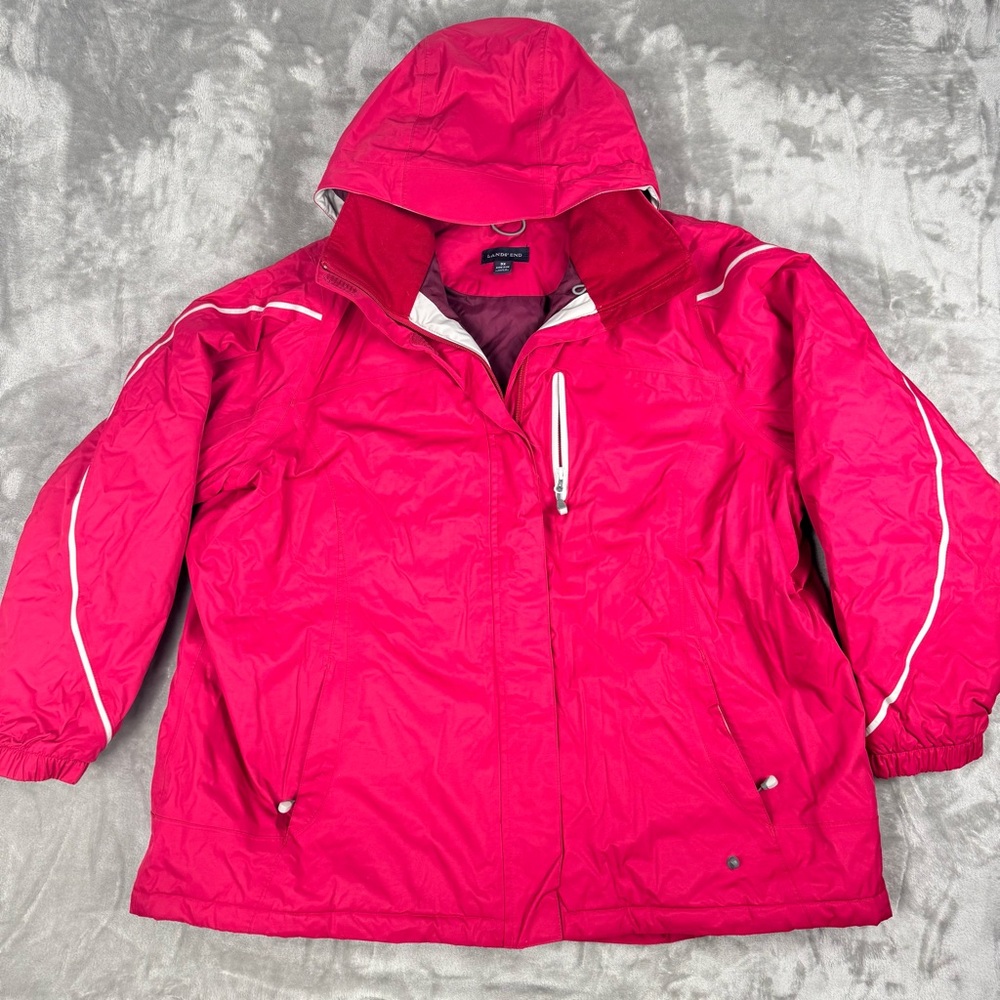 Women’s Lands End 3X Winter Coat Pink 24w-26w Warm Zippers All Work